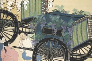 Hanazashi-guruma Momoyo-gusa (Asioiden maailma) Vol II, pub.1909 (värilohko puupiirros) tekijältä Kamisaka Sekka