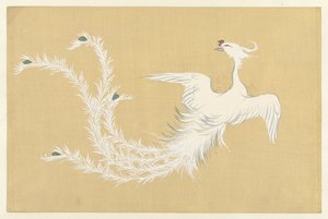 Valkoinen Phoenix Hakuho Flowers of a Hundred Worlds (sarjan nimi) Momoyogusa (sarjan nimi) tekijältä Kamisaka Sekka