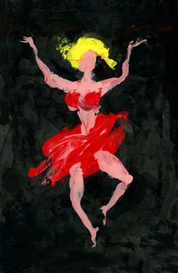 Värikäs punainen tanssija