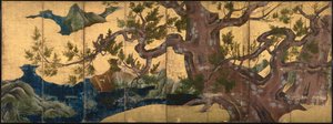 Cypress Tree Kahdeksan taitettu näyttö, 1590
