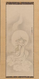 Jizo Bosatsu soittaa huilua, 1600-luvun puoliväli. tekijältä Kanō Tan’yū