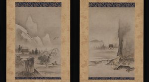 Kaksi näkymää kahdeksasta näkymästä Xiao- ja Xiang-joille, 1500-luvun alku. tekijältä Kantei