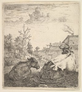 Lehmä ja vasikka, 1600-luku. tekijältä Karel Du Jardin