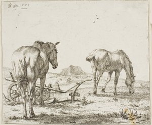 Kaksi hevosta auralla tekijältä Karel Dujardin