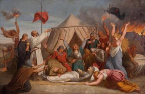 John Zizkan kuolema, n. 1850 tekijältä Karel Javurek