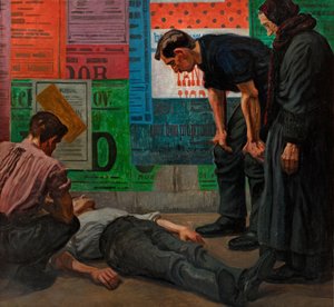 Onnettomuus rakennustyömaalla, 1909 tekijältä Karel Myslbek