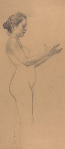 Nainen alaston lautasella
