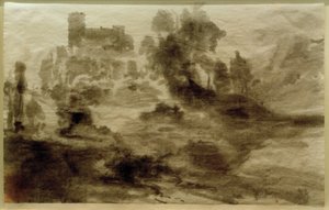 Landschaft mit Burg (oder Kirche) tekijältä Carl Blechen