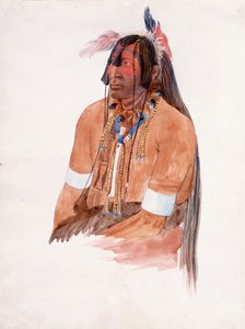 Mahdollisesti Ahschüpsa-Masihichsi, Hidatsa-mies (akvarelli ja grafiitti paperille). tekijältä Karl Bodmer