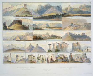 Merkittävät kukkulat Ylä-Missourissa tekijältä Karl Bodmer