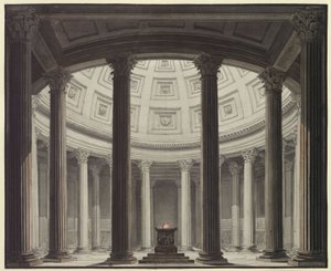 Vestaali. Gaspare Spontinin ooppera. Luonnos 2. lavastusta varten. Näkymä Vestan temppeliin tekijältä Karl Friedrich Schinkel