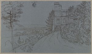 Köstritz. Keinotekoinen raunio linnanpuistossa (?) tekijältä Karl Friedrich Schinkel