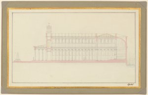 Berliinin katedraalin pitkittäisleikkaus tekijältä Karl Friedrich Schinkel