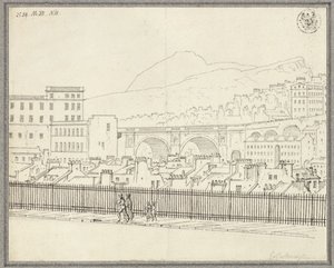 Kaupunkinäkymä Edinburghista ja silta tekijältä Karl Friedrich Schinkel