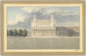 Berliinin katedraalin julkisivu ja ympäristö tekijältä Karl Friedrich Schinkel