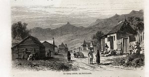 Leirikreoli, Port Louisissa, piirustus Karl Girardet (1813-1871), havainnollistamaan Alfred Verneyn oleskelua Mauritiuksella vuonna 1861. Kaiverrus kirjaan "" Le tour du monde", toimittanut Edouard Charton tekijältä Karl Girardet