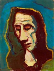 Naisen pää, katse alaspäin tekijältä Karl Hofer