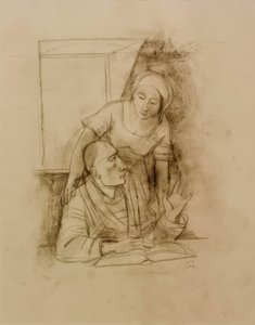 Pari ikkunan ääressä tekijältä Karl Hofer