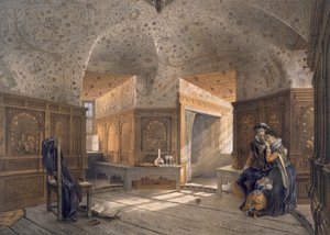 Kustaa I:n pojan kuningas Erik XIV:n vankila Gripsholmissa, pub. c1853-64. tekijältä Karl Johann Billmark