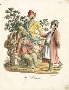 Persialaiset kansallispuvut (painettu) tekijältä Karl Joseph Brodtmann