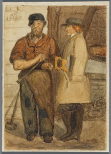 Kaksi kivityöläistä, 1864 (wc mustan median alipiirroksen päällä)