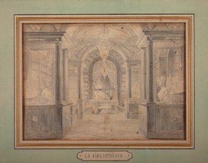 Napoleon töissä Chateau de Malmaisonin kirjastossa, n. 1806
