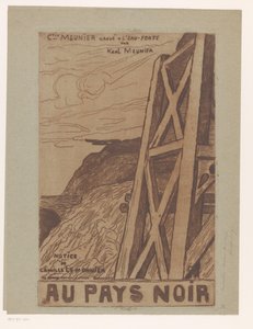 Vuoristomaisema teollisuusrakenteella Nimisivu: Lemonnier, Au Pays Noir, [1885] tekijältä Karl Meunier