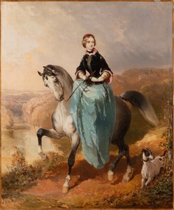 Ratsunainen koiran kanssa, n. 1850.