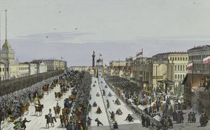 Julkinen ilontila Pietarin Admiralty-aukiolla, 1800-luvun ensimmäinen puolisko.