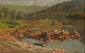 Karl Weysser - Laivat Neckarsteinachissa, 1893 tekijältä Karl Weysser