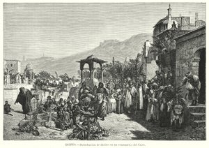 Päivämäärien jako hautausmaalla, Kairo, Egypti (litho)