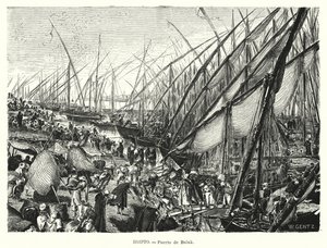 Laiturit Niilillä Bulaqissa, Kairossa, Egyptissä (litho)