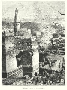Kylä Ylä-Egyptissä (litho)
