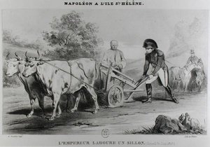Napoleon (1769-1821) St. Helenalla, kaiverrus Francois le Villain (fl.1819-22) tekijältä Karl after Loeillot Hartwig