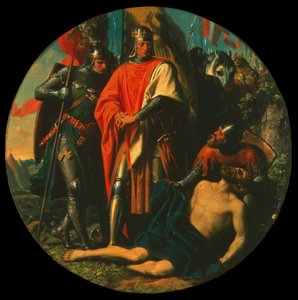 Rudolph I taistelukentällä voiton jälkeen Ottokarista, 1278, n. 1868. tekijältä Karl von Blaas