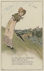 Kun olin menossa ylös Pippin Hillille (väri litho) tekijältä Kate (after) Greenaway