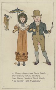 Kuten Tommy Snooks ja Bessie Brooks (väri litho) tekijältä Kate (after) Greenaway