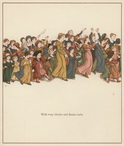 Kate Greenawayn kuvitus Robert Browningin teokseen The Pied Piper of Hamelin (värilitho) tekijältä Kate (after) Greenaway