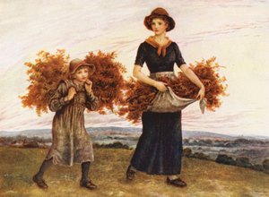 Bracken Gatherers (värillinen litografia) tekijältä Kate (after) Greenaway