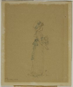 Tyttö kissan kanssa tekijältä Kate Greenaway