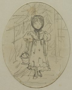 Pieni tyttö puutarhassa tekijältä Kate Greenaway