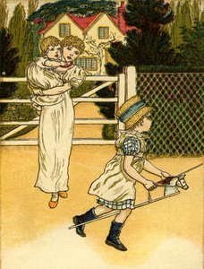 Ratsasta kukkohevosella kuvassa tekijältä Kate Greenaway