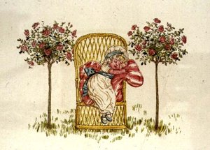 Nukkuminen elokuvasta "Päivä lapsen elämässä" tekijältä Kate Greenaway