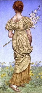 Kevät, kukka (akvarelli) tekijältä Kate Greenaway