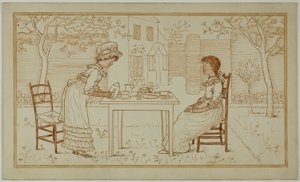 Tea Party kahdelle ulkona tekijältä Kate Greenaway