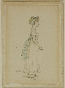 Nuori tyttö siniset nauhat tekijältä Kate Greenaway