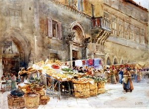 Ennen kansan kapteenin taloa, Perugia, n. 1906 (wc) tekijältä Katharine McCracken