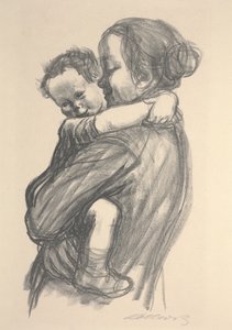 Poika kädet äidin kaulassa tekijältä Käthe Kollwitz