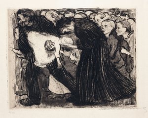 Ajaa yli; Uberfahren, 1910 tekijältä Käthe Kollwitz