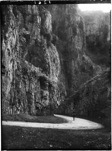 Cheddar Gorge, Cliff Road, Cheddar, Sedgemoor, Somerset, 22.5.1907 (b/w valokuva)